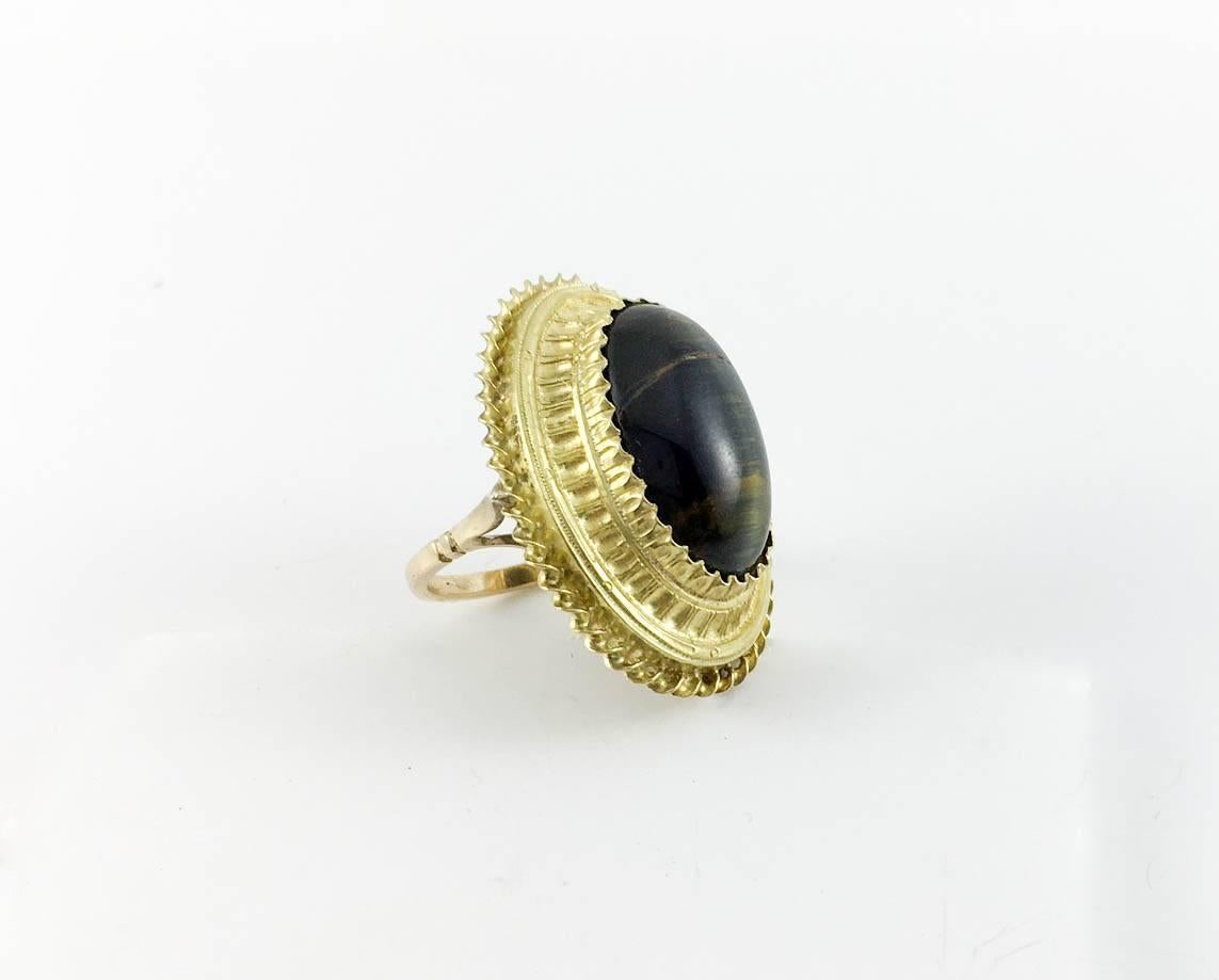 Tiger's Eye Statement Ring - 1860s In Excellent Condition For Sale In London, Chelsea