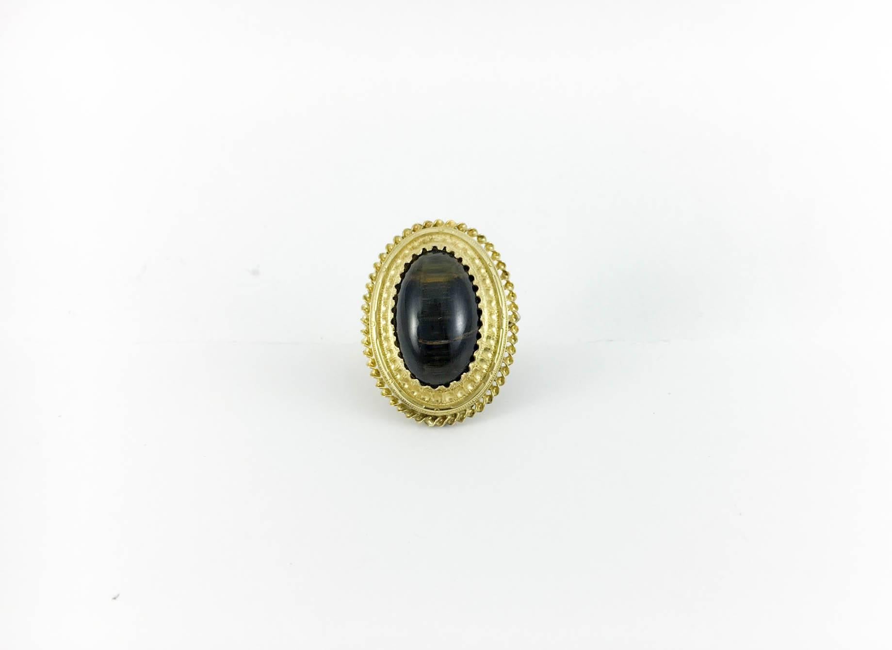 Tiger's Eye Statement Ring - 1860s For Sale 3