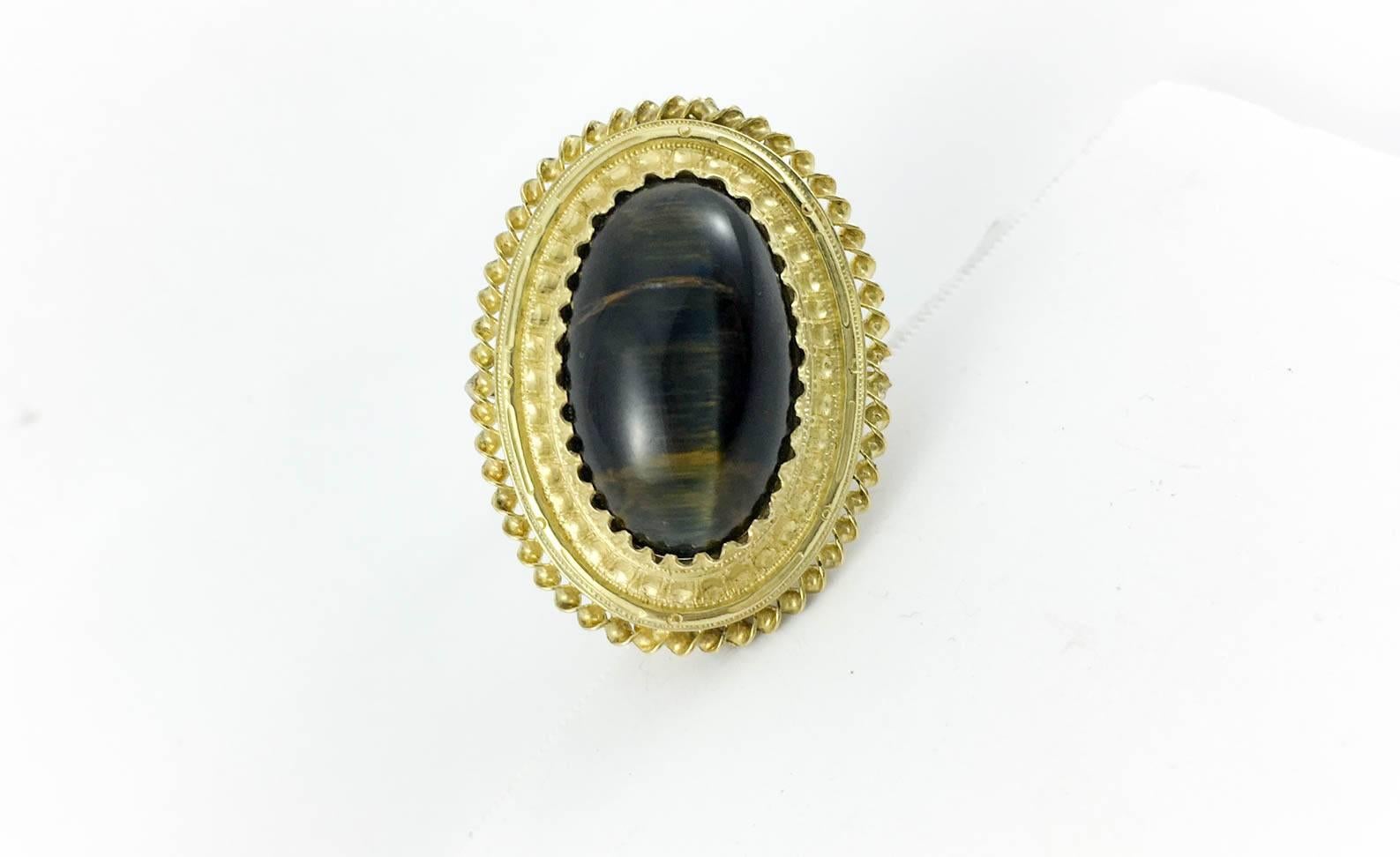 Tiger's Eye Statement Ring - 1860s For Sale 4