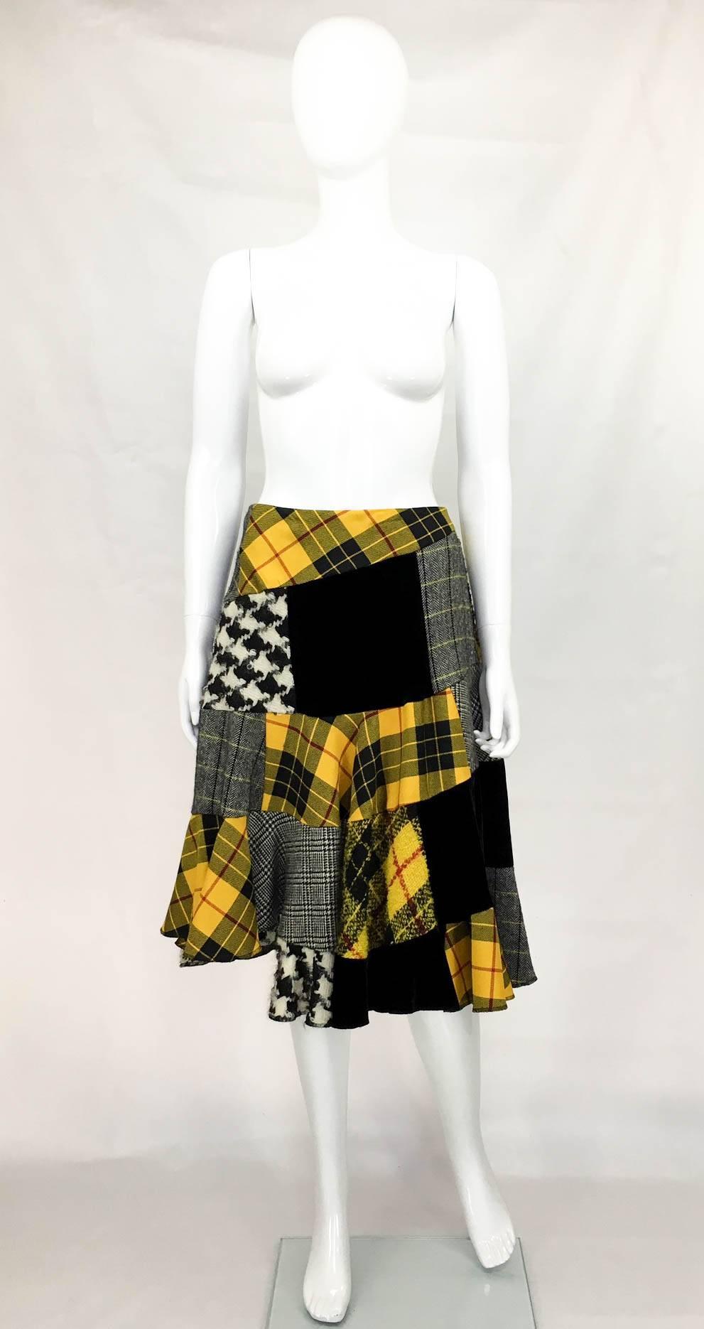 Black Comme des Garcons Patchwork Asymmetric Skirt - Early 1990s