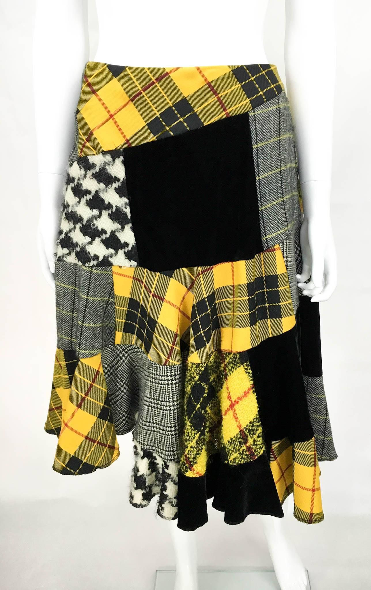 Comme des Garcons Patchwork Asymmetric Skirt - Early 1990s In Excellent Condition In London, Chelsea
