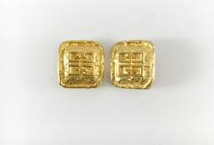 Givenchy Gold-Plated Logo Earrings - 1980s