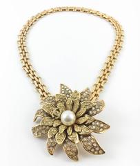 Chanel Rhinestone And Pearl Camellia Necklace - Fall 2005