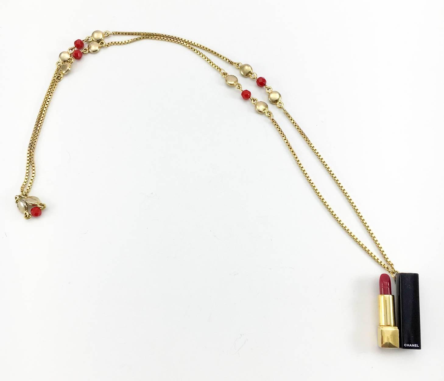 Chanel Lipstick Pendant Necklace at 1stdibs