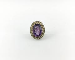 Victorian Amethyst and Pearls Brooch Conversion Gold Ring - Late 19th Century