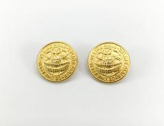 Celine Gold-Tone Clip-On Medallion Earrings - 1991