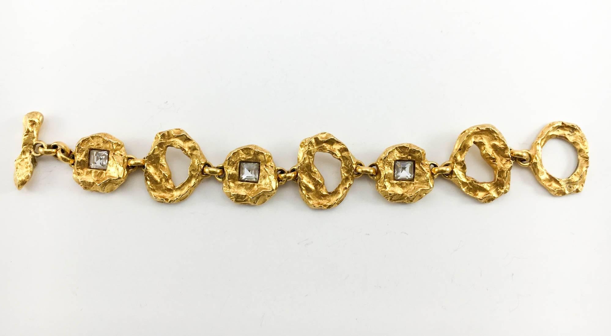 Women's Lacroix Gold-Plated and Rhinestone Bracelet, by Goossens - 1980s