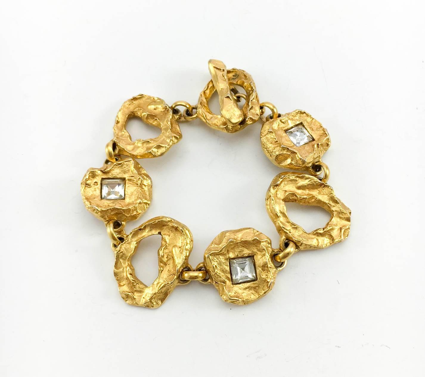 Lacroix Gold-Plated and Rhinestone Bracelet, by Goossens - 1980s 1