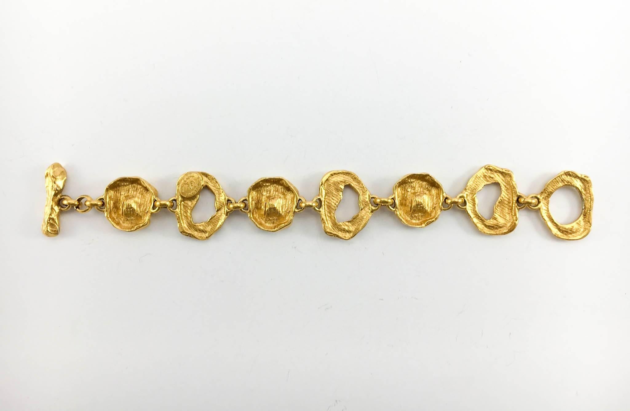 Lacroix Gold-Plated and Rhinestone Bracelet, by Goossens - 1980s 2
