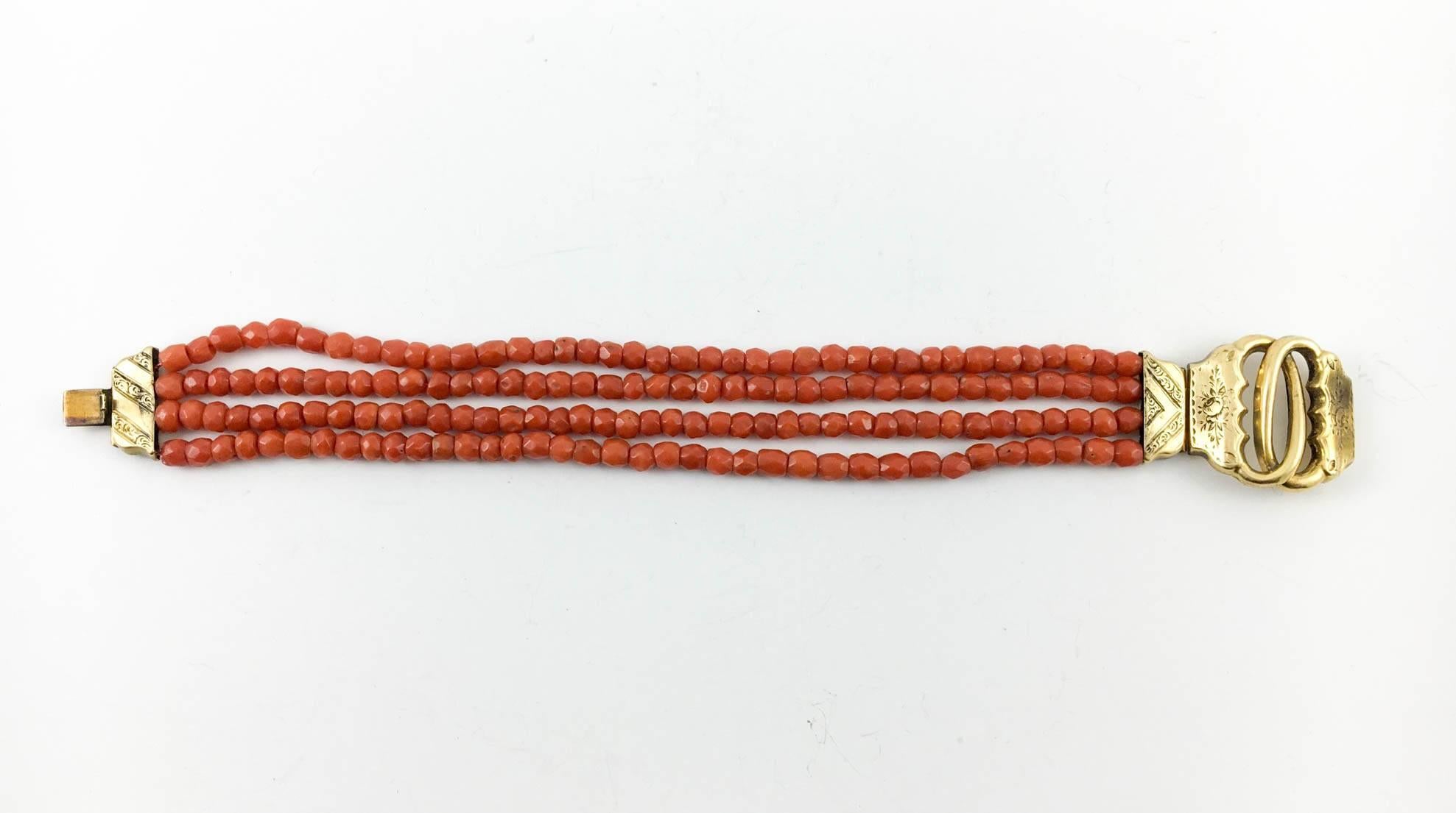 Antique Multi-Strand Coral and Gold Bracelet - Mid 19th Century 1