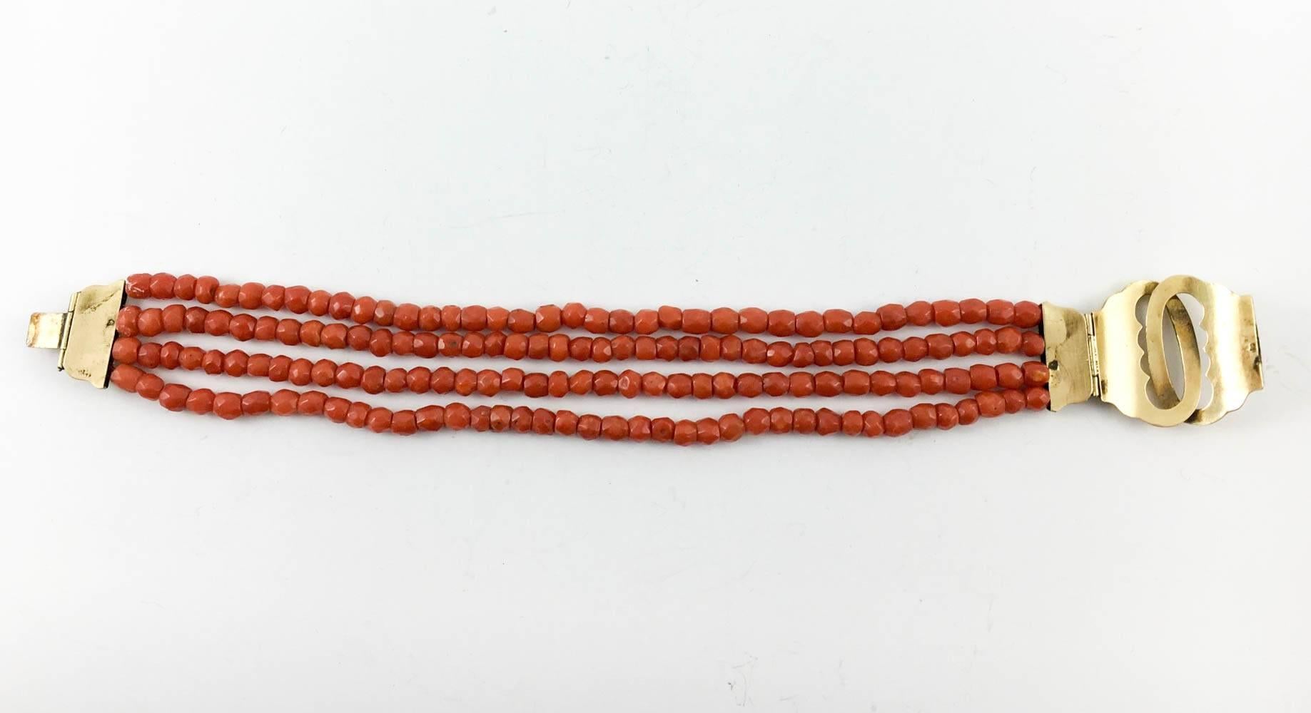 Antique Multi-Strand Coral and Gold Bracelet - Mid 19th Century 2