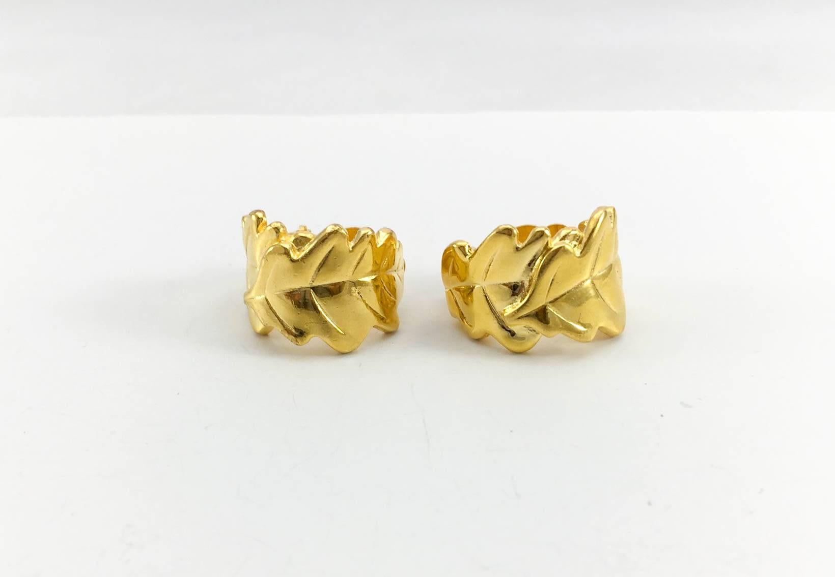 Loulou de la Falaise Gold-Plated Foliage Earrings In Excellent Condition For Sale In London, Chelsea