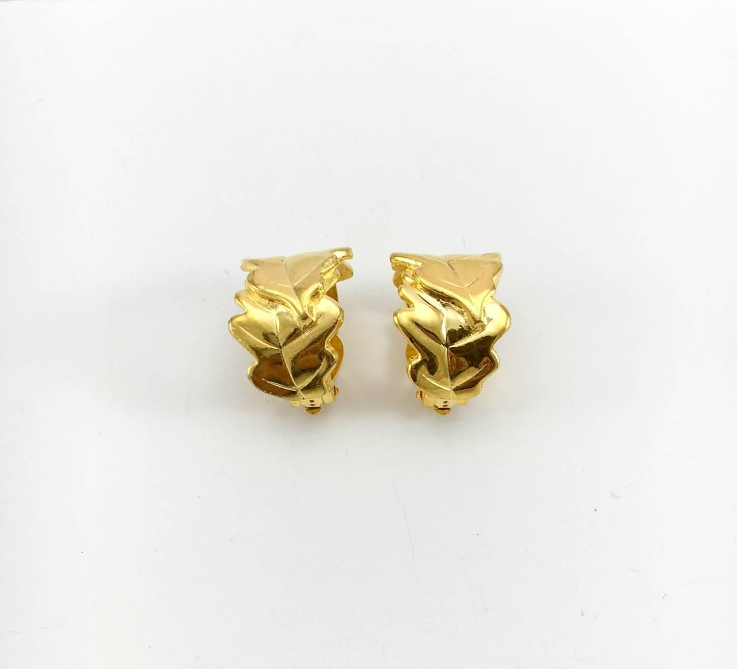Women's Loulou de la Falaise Gold-Plated Foliage Earrings For Sale