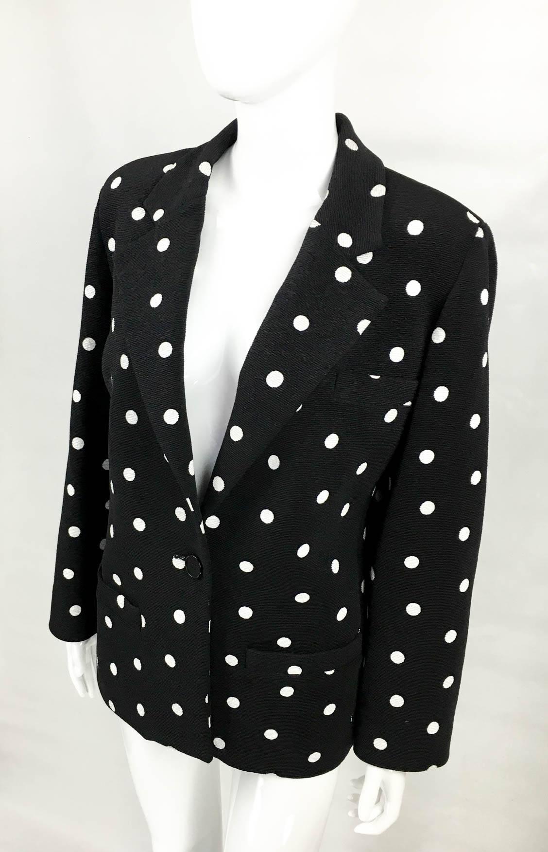 Balenciaga Black and White Polka Dot Blazer - 1980s 1