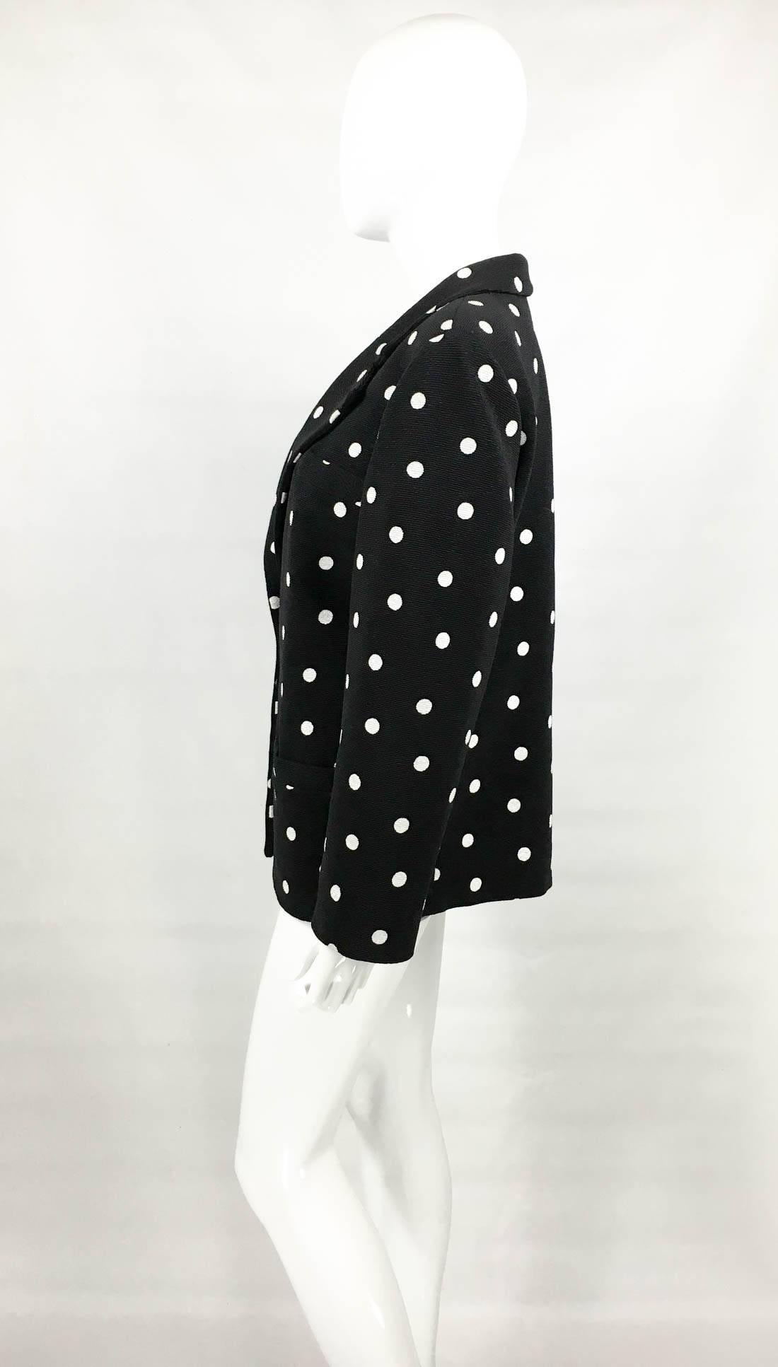 Balenciaga Black and White Polka Dot Blazer - 1980s 2