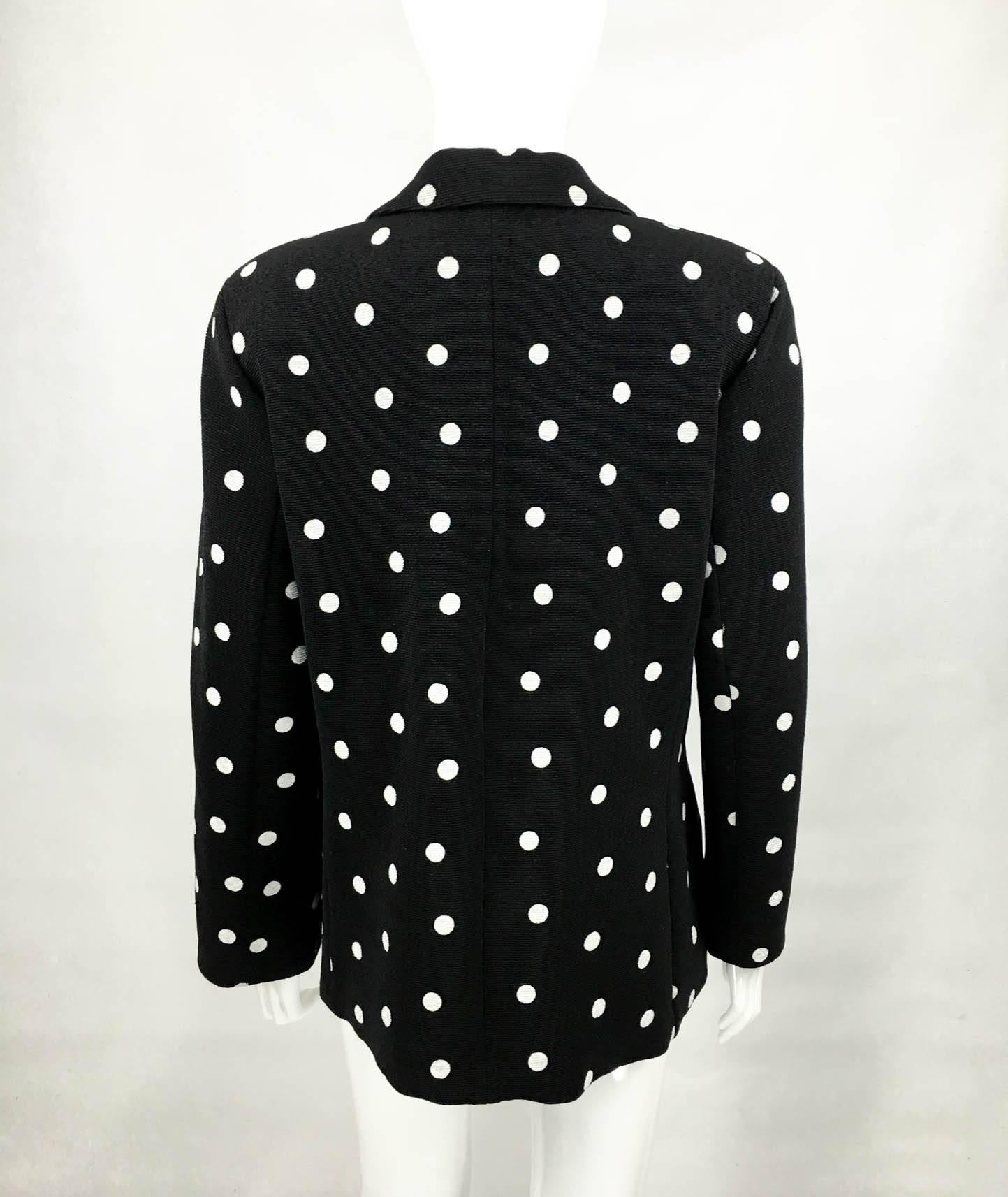 Balenciaga Black and White Polka Dot Blazer - 1980s 3