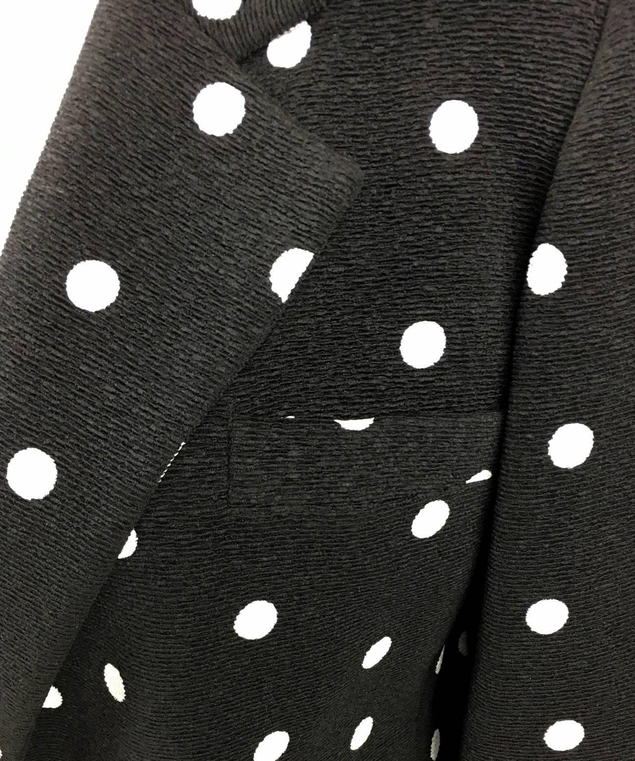 Balenciaga Black and White Polka Dot Blazer - 1980s 4