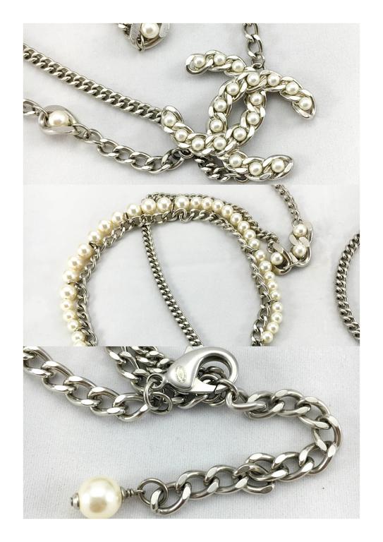 Chanel Silver Chain and Pearl Belt / Necklace - 2015 at 1stDibs