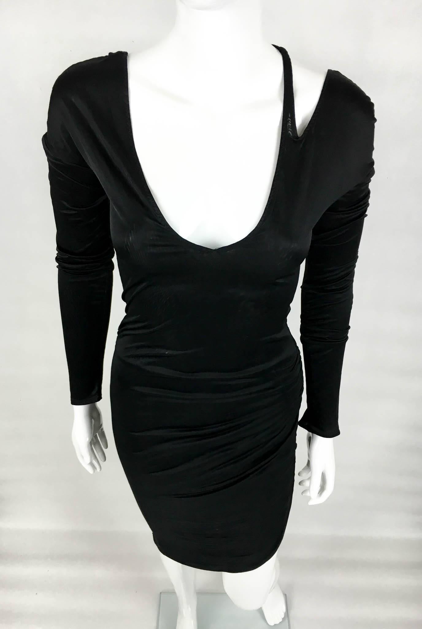 Gucci by Tom Ford Asymmetrical Figure-Hugging Black Dress - 1990s In Good Condition In London, Chelsea