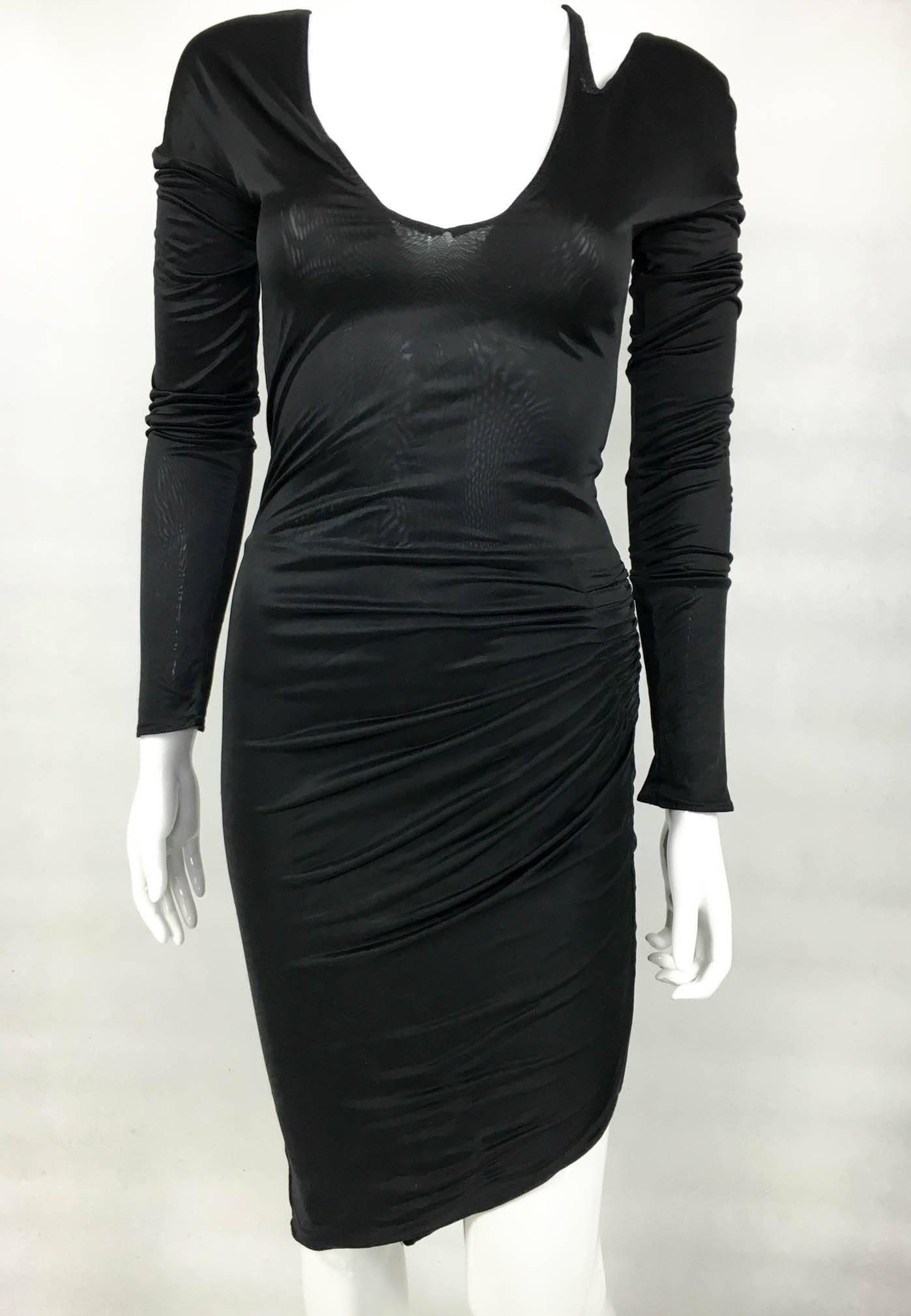 Women's Gucci by Tom Ford Asymmetrical Figure-Hugging Black Dress - 1990s