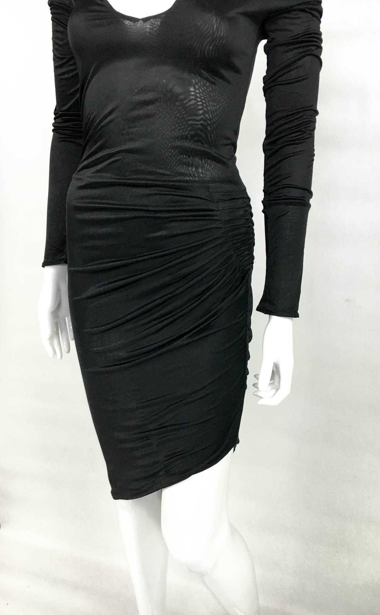 Gucci by Tom Ford Asymmetrical Figure-Hugging Black Dress - 1990s 1