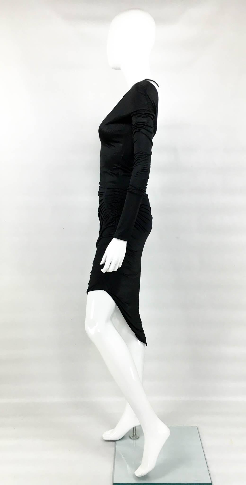 Gucci by Tom Ford Asymmetrical Figure-Hugging Black Dress - 1990s 2