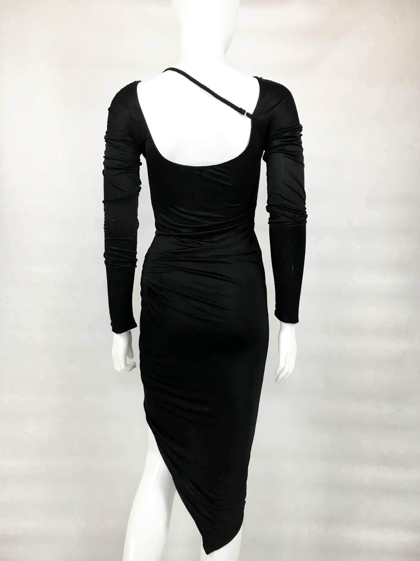 Gucci by Tom Ford Asymmetrical Figure-Hugging Black Dress - 1990s 4