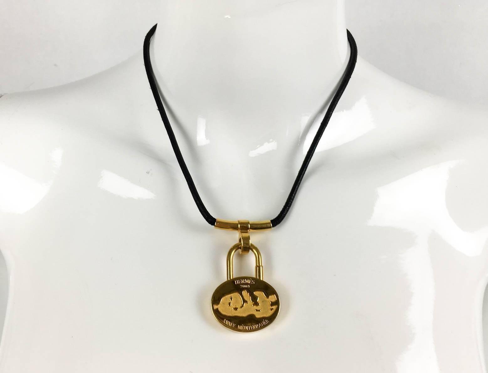 Women's Hermes Gold-Plated Lock Pendant Necklace - 2003