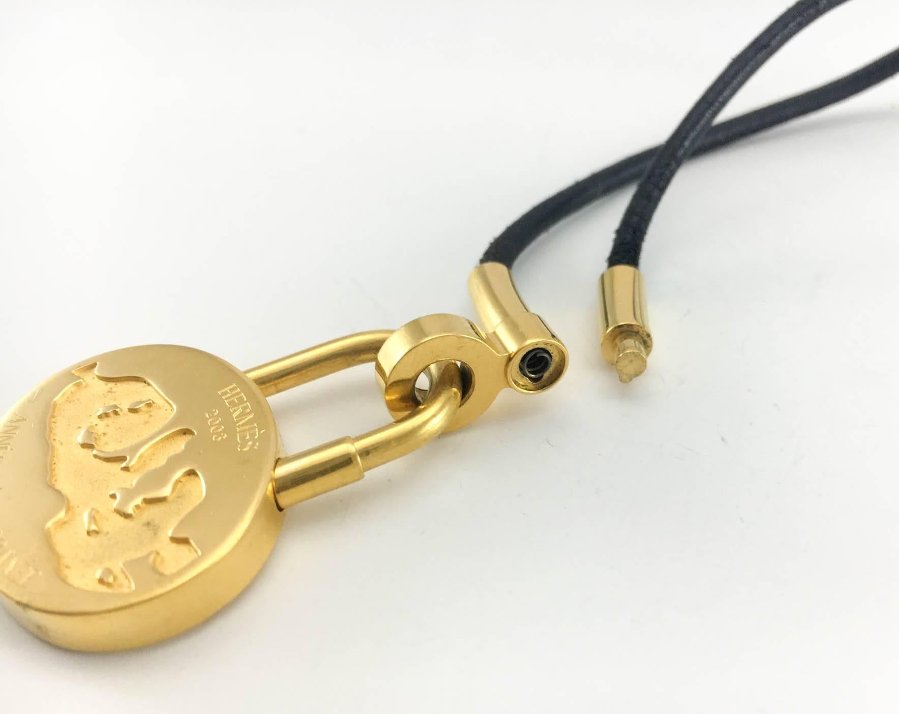 Hermes Gold-Plated Lock Pendant Necklace - 2003 3