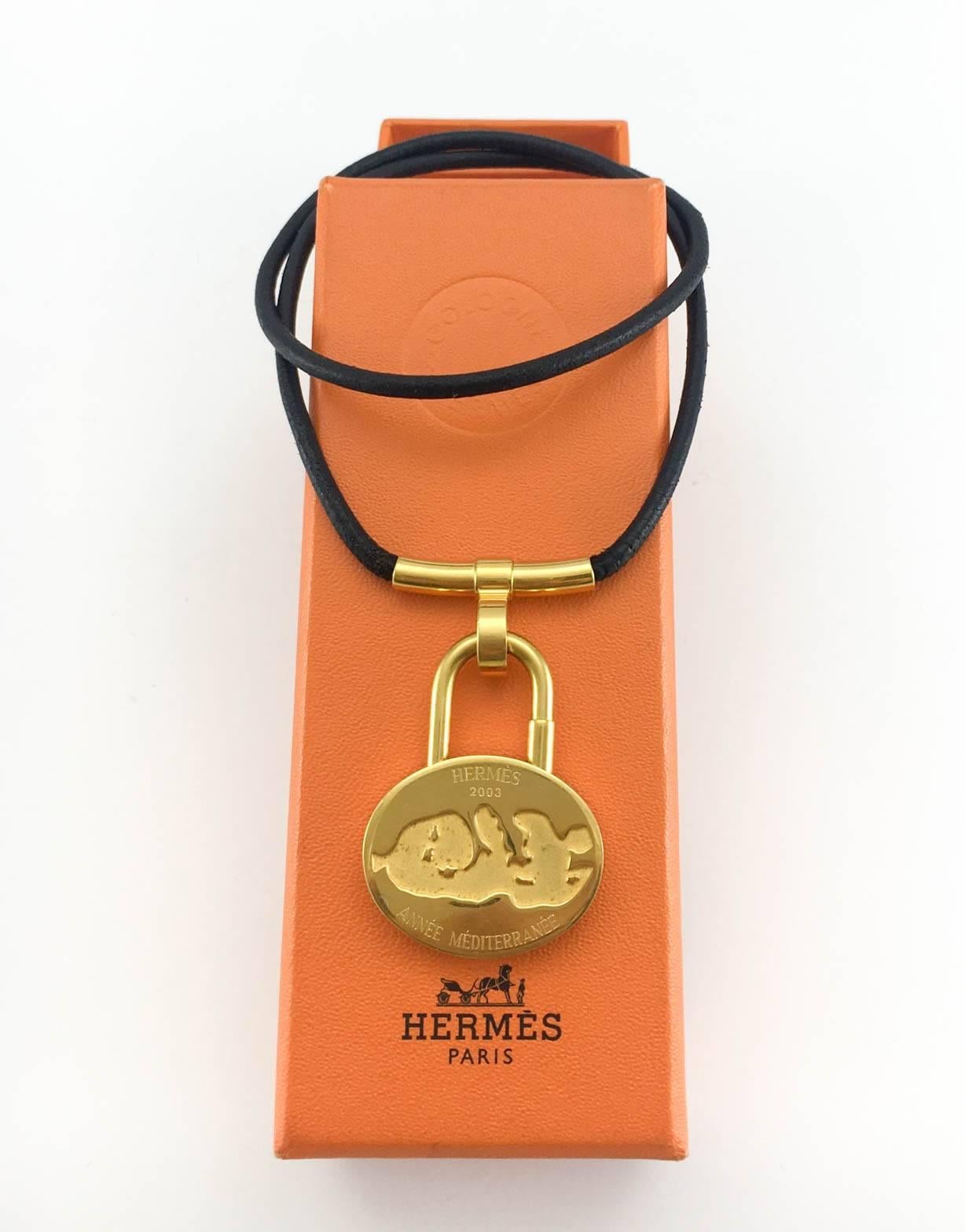 Hermes Gold-Plated Lock Pendant Necklace - 2003 6
