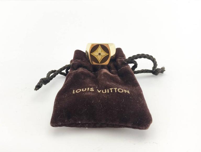 Louis Vuitton Monogram Unisex Gilt Silver Signet Ring at 1stDibs