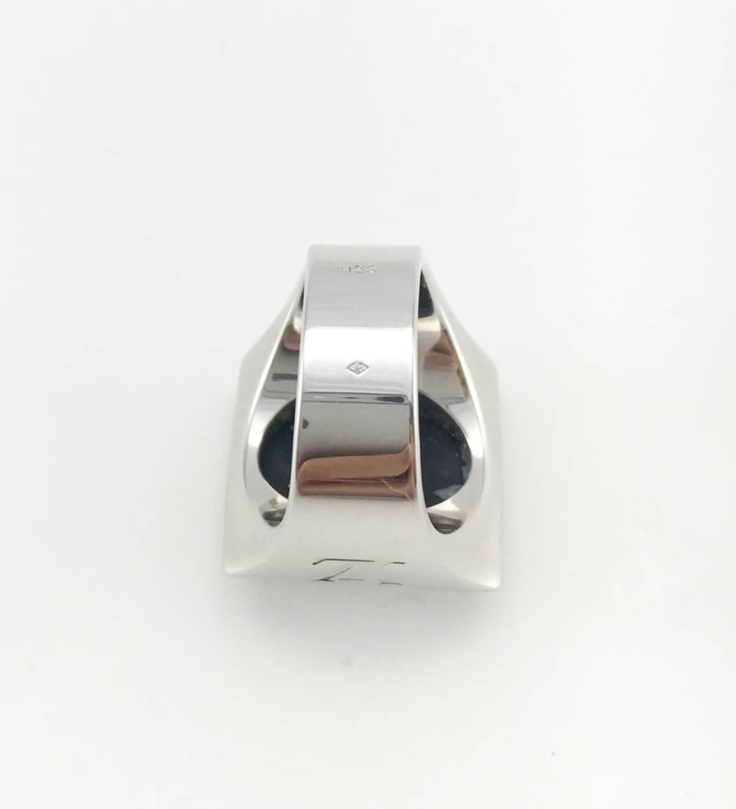 Louis Vuitton Snowflake Collection Silver and Obsidian Men's Ring 1