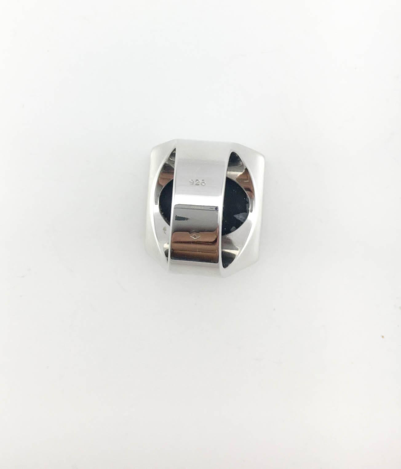 Louis Vuitton Snowflake Collection Silver and Obsidian Men's Ring 2