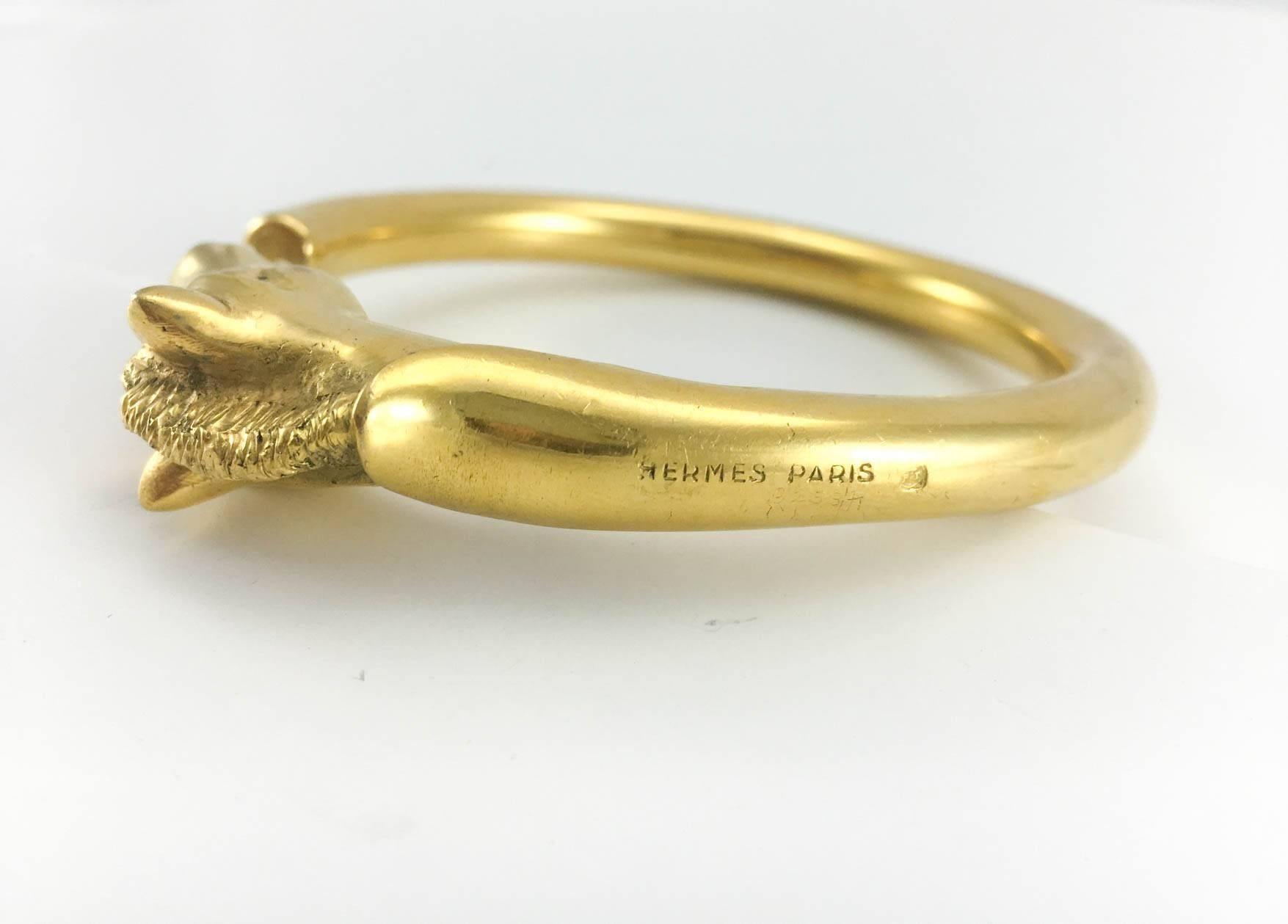 Hermes Gold-Plated Horse Head Bangle - 1980s 1