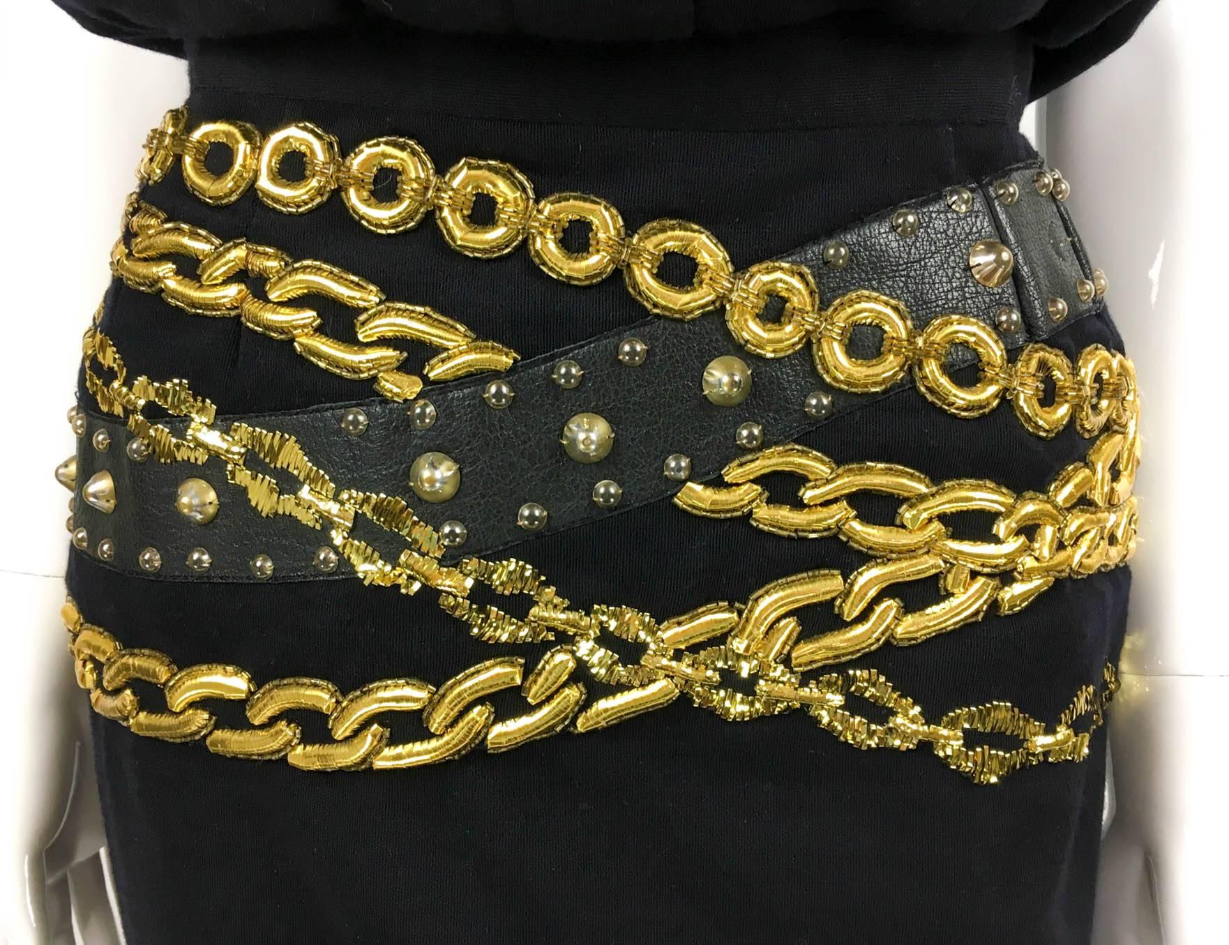 Chanel 'Chain' Wool Black Dress - Circa 1985 2