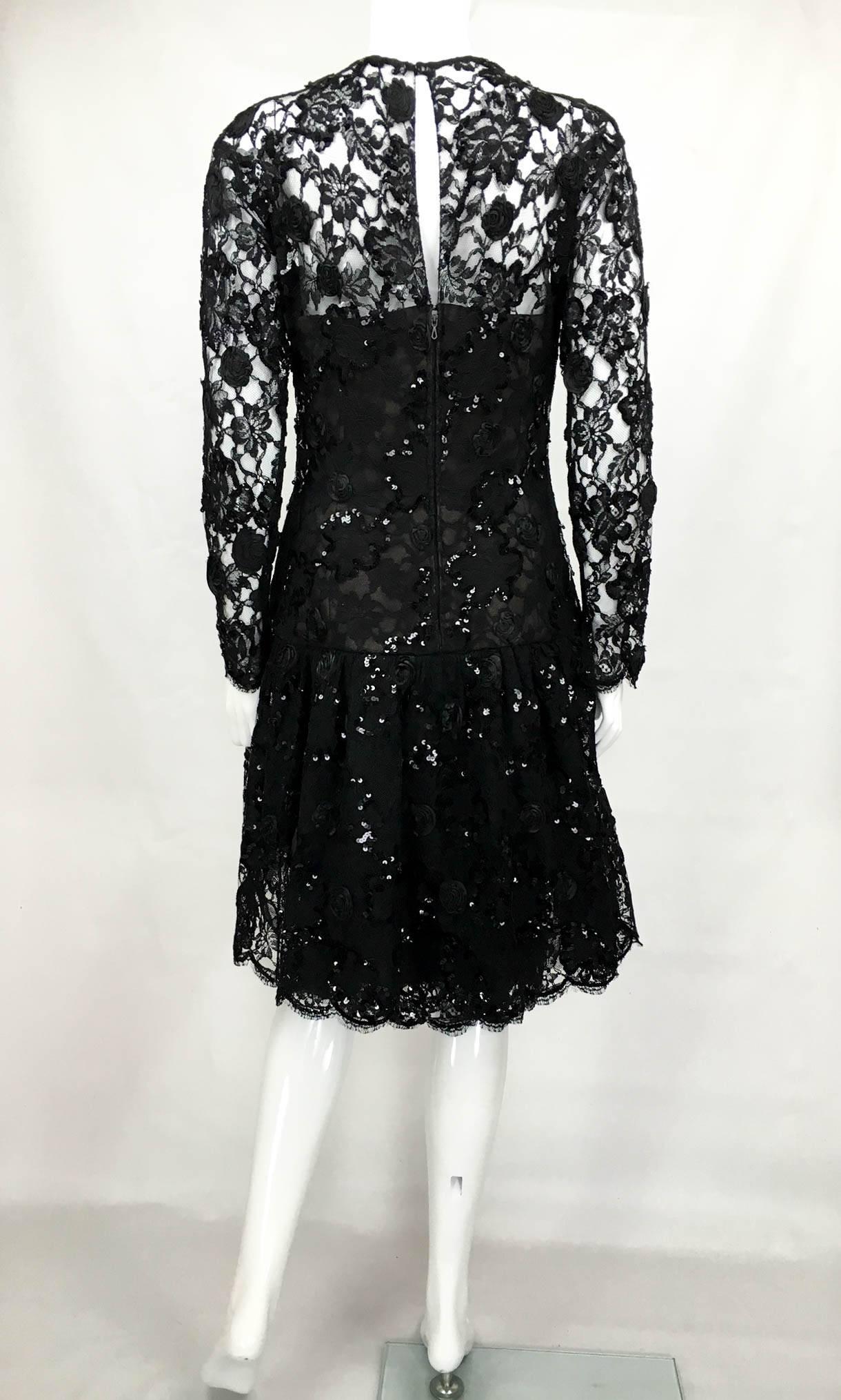 Women's Dior Lace and Sequins Black Dress, Fall / Winter Campaign 1987  For Sale