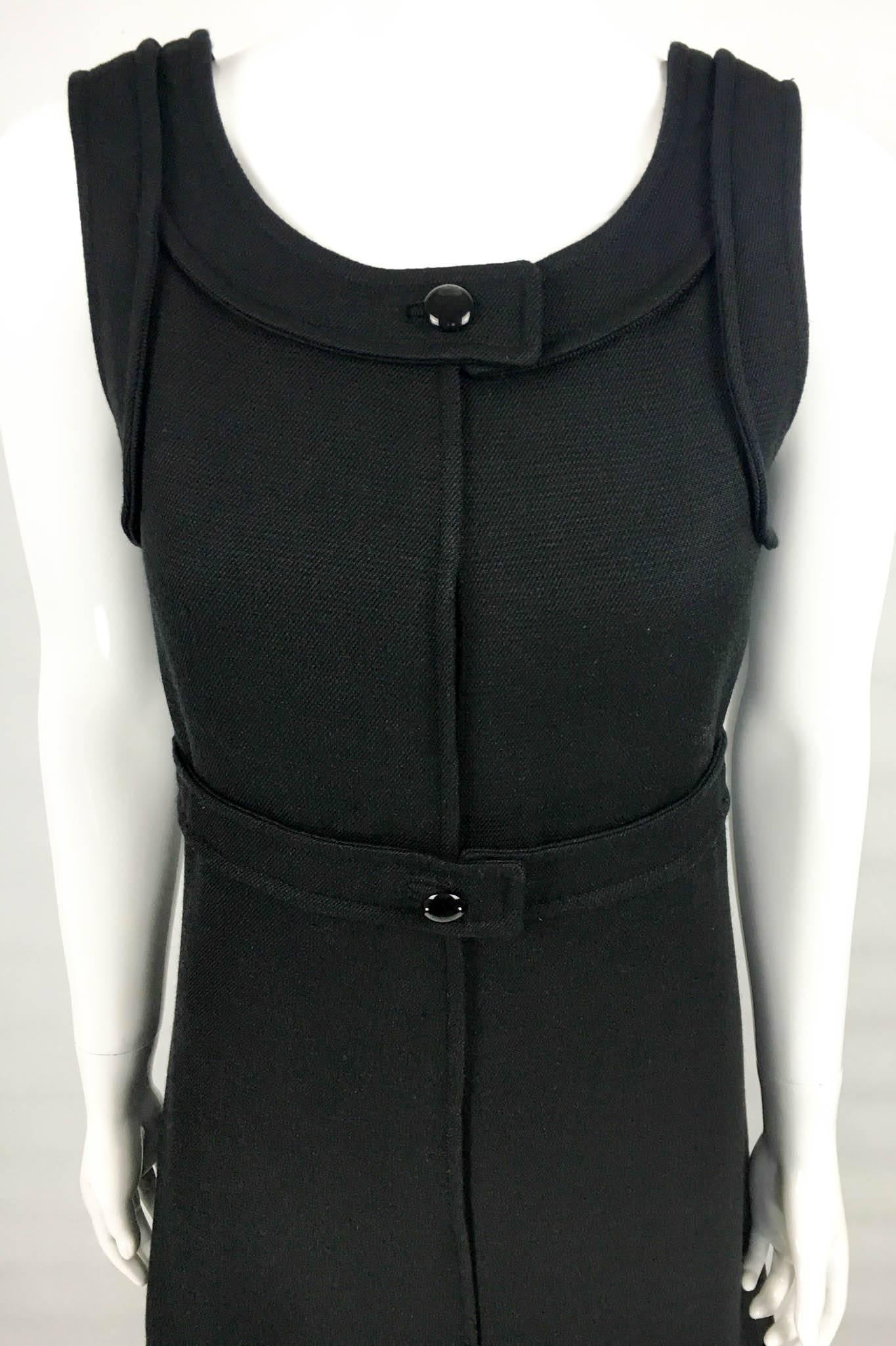 Women's Courreges Couture Black A-Line Wool Maxi Dress - Late 1960s