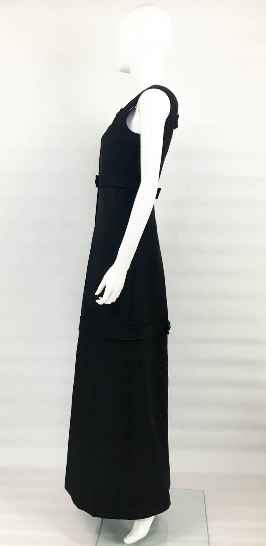 Courreges Couture Black A-Line Wool Maxi Dress - Late 1960s 2
