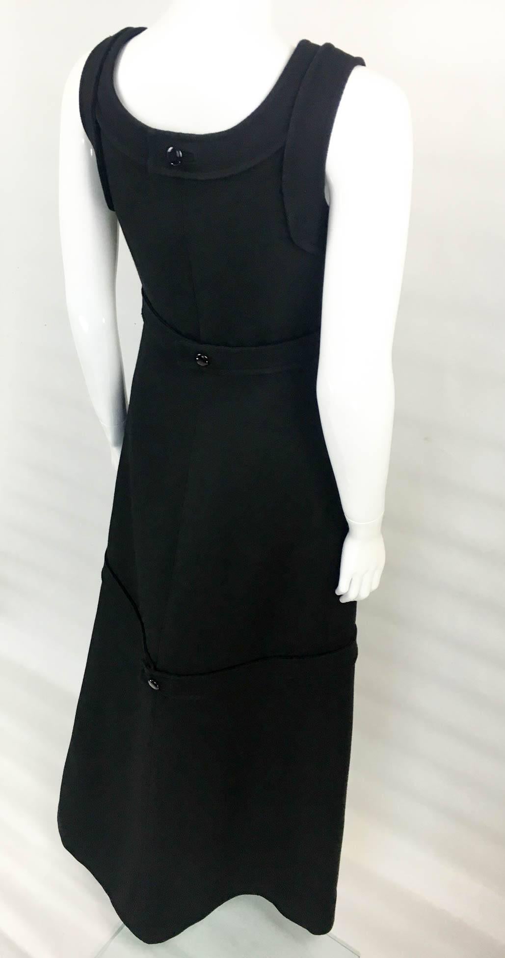 Courreges Couture Black A-Line Wool Maxi Dress - Late 1960s 4