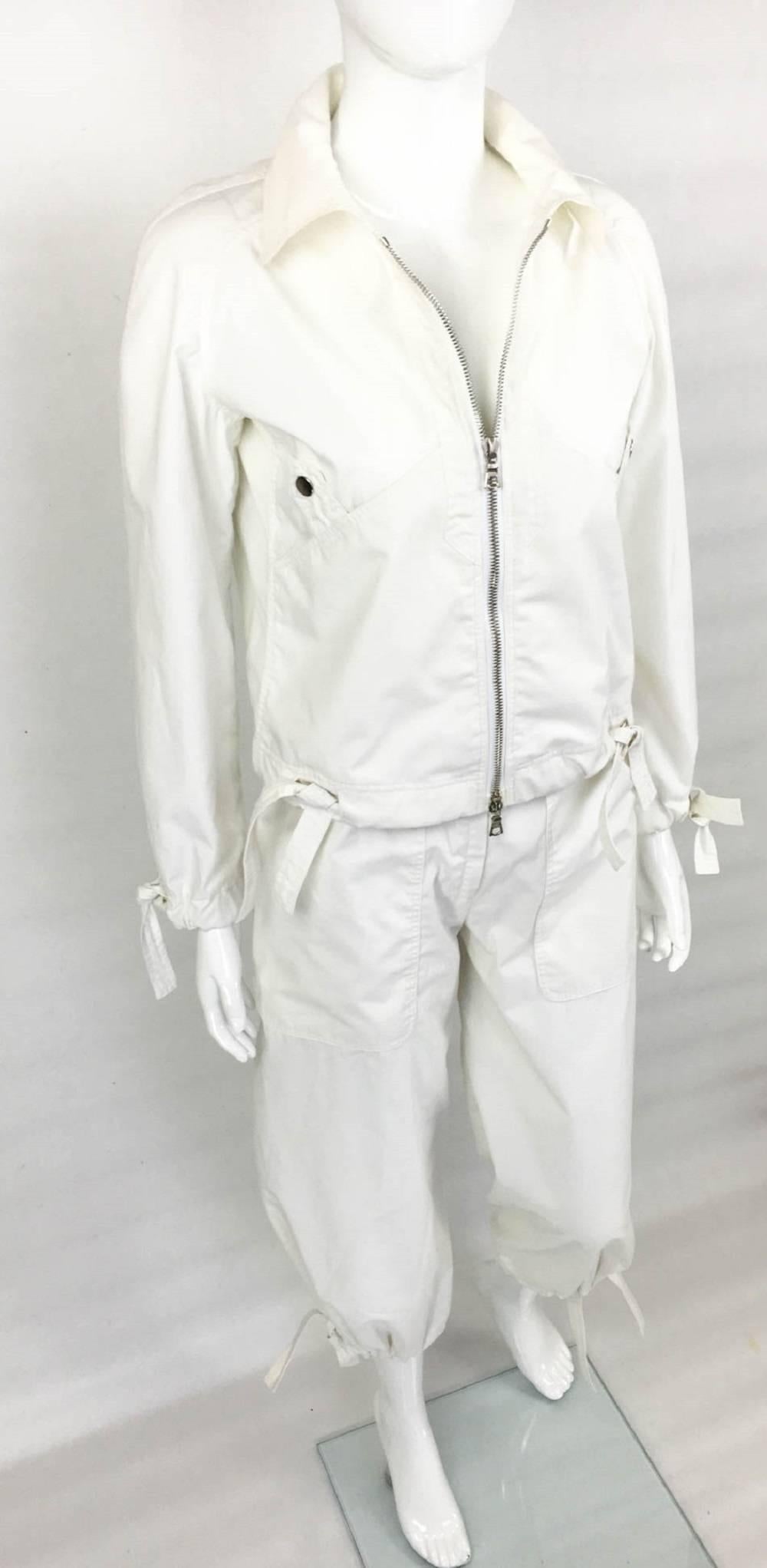 Women's Courreges White Pants and Jacket Ensemble - 1970s