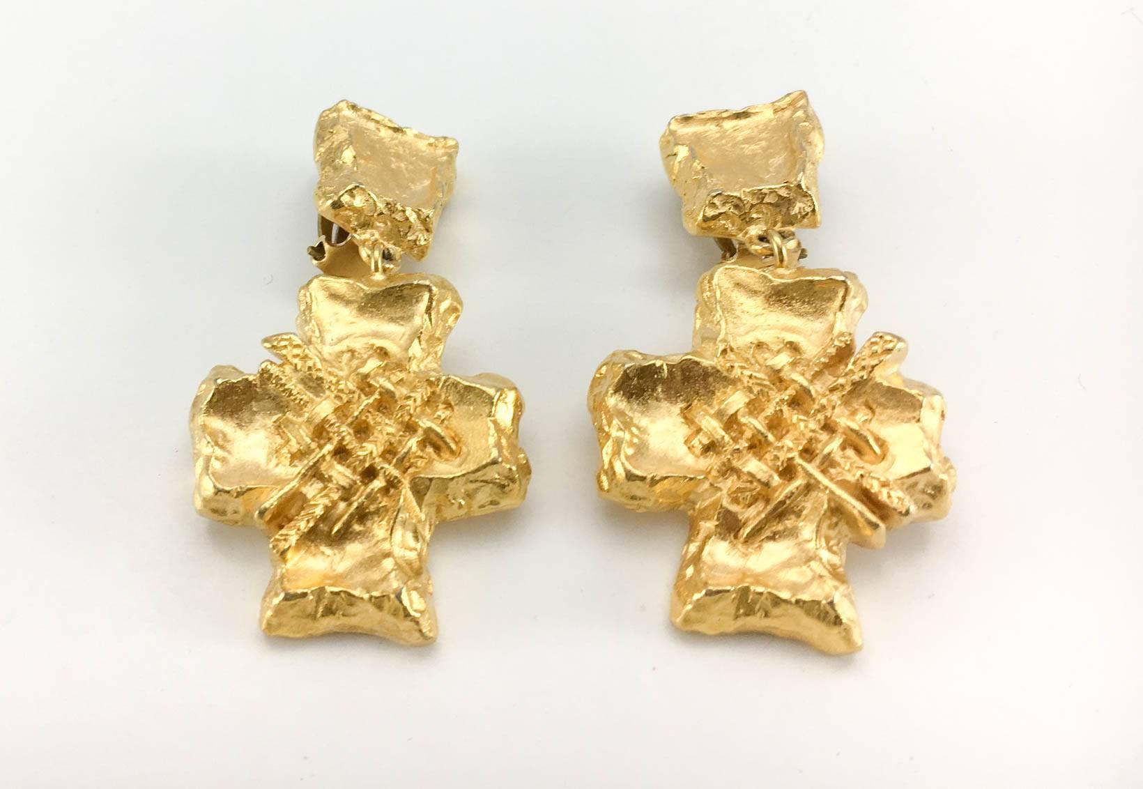 Lacroix Stylized Gold-Plated Cross, by Goossens - 1980s 1