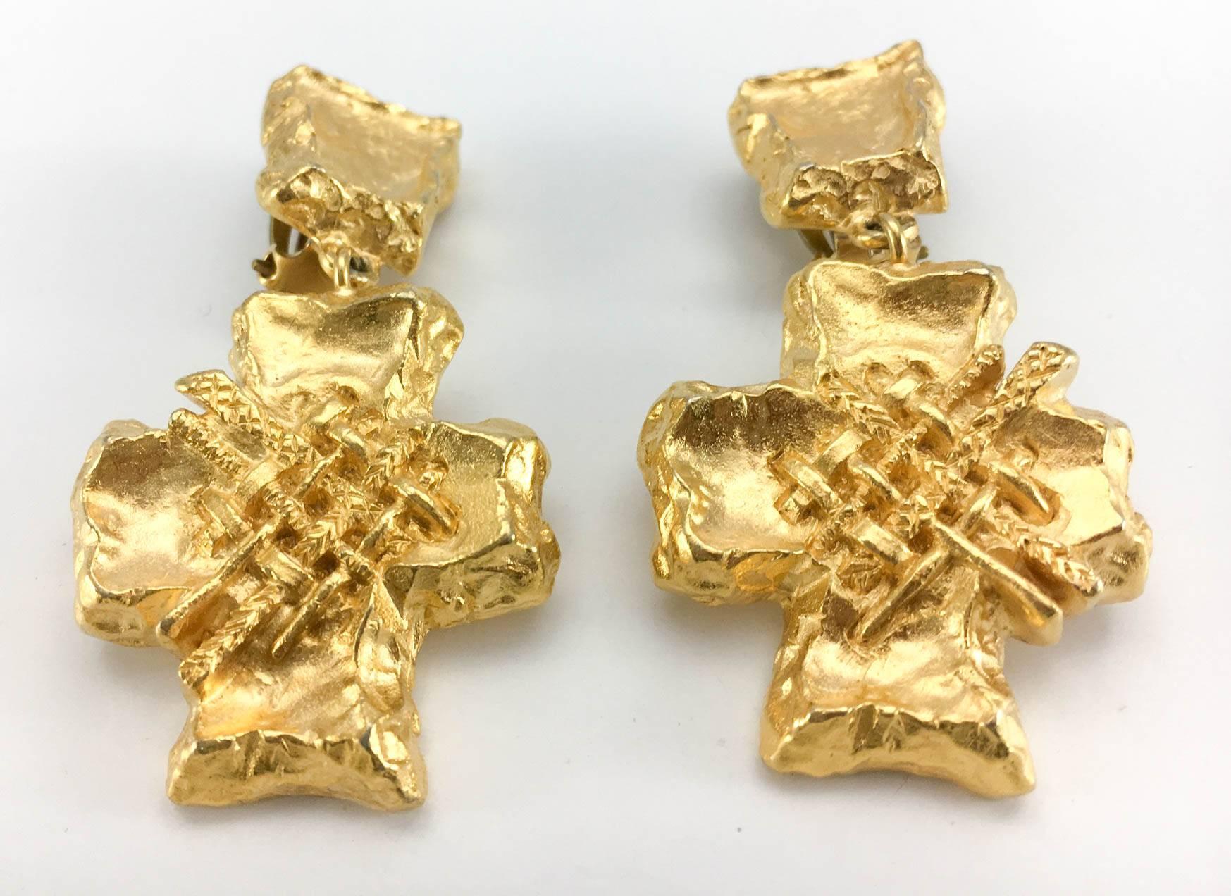 Lacroix Stylized Gold-Plated Cross, by Goossens - 1980s 2