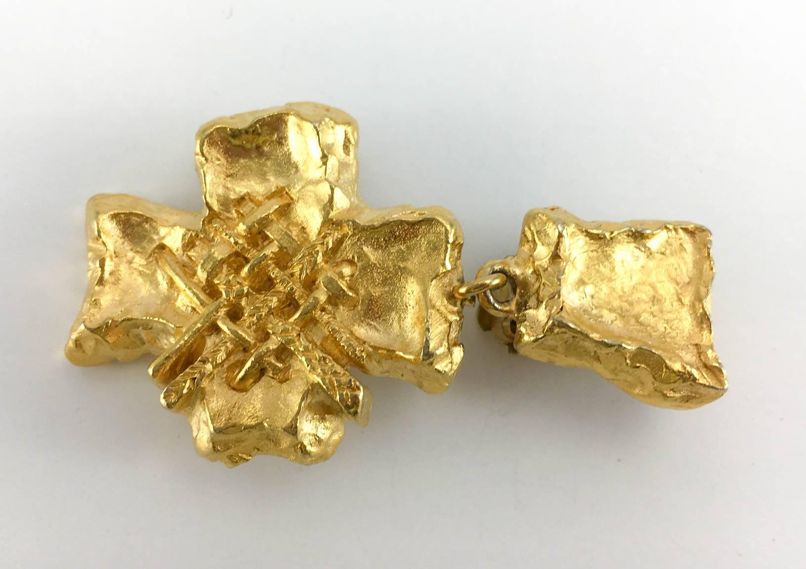 Lacroix Stylized Gold-Plated Cross, by Goossens - 1980s 3