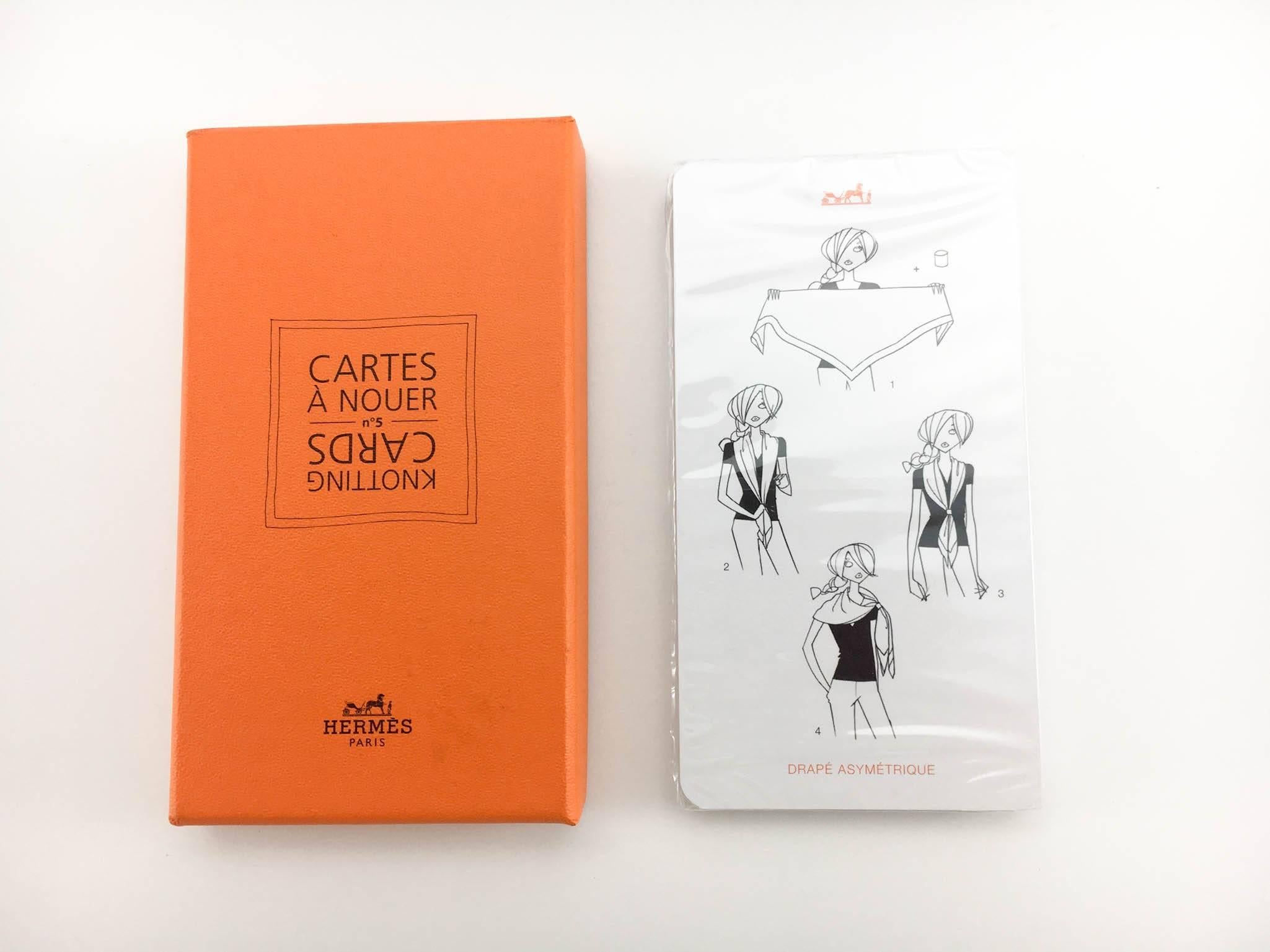 Orange Hermes Unopened Scarf Carte A Nouer / Knotting Cards
