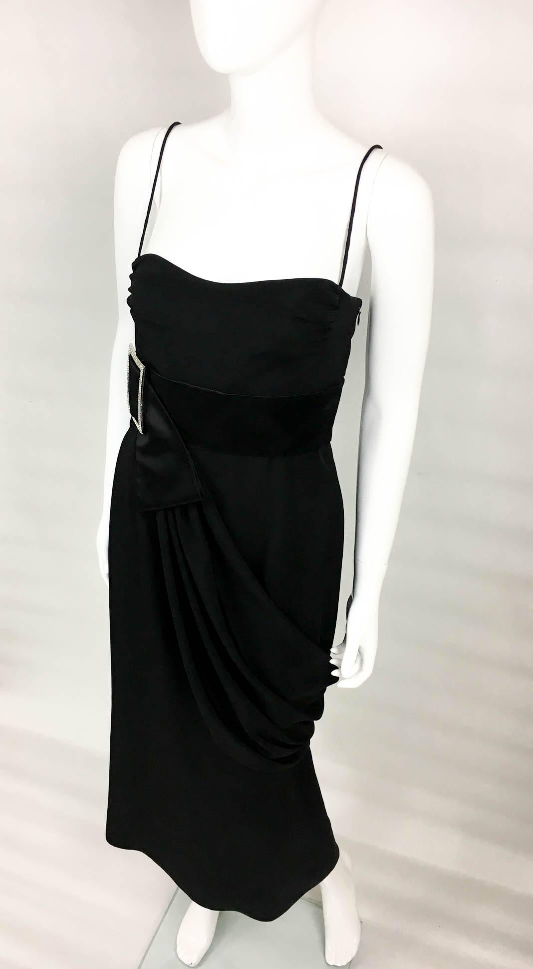 Valentino Silk-Blend Black Evening Dress With Buckle Details - 21st Century In Excellent Condition In London, Chelsea
