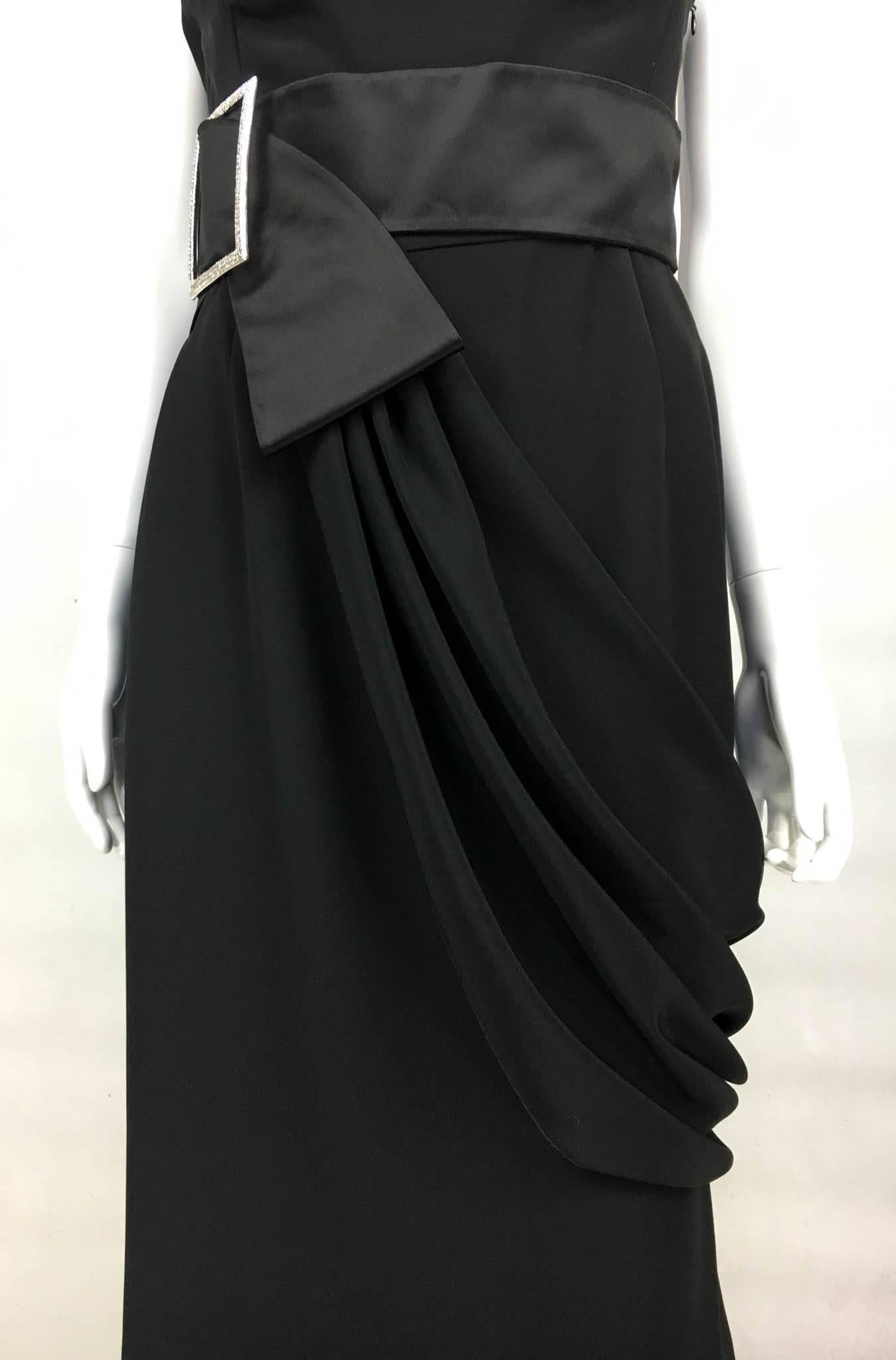 Valentino Silk-Blend Black Evening Dress With Buckle Details - 21st Century 3