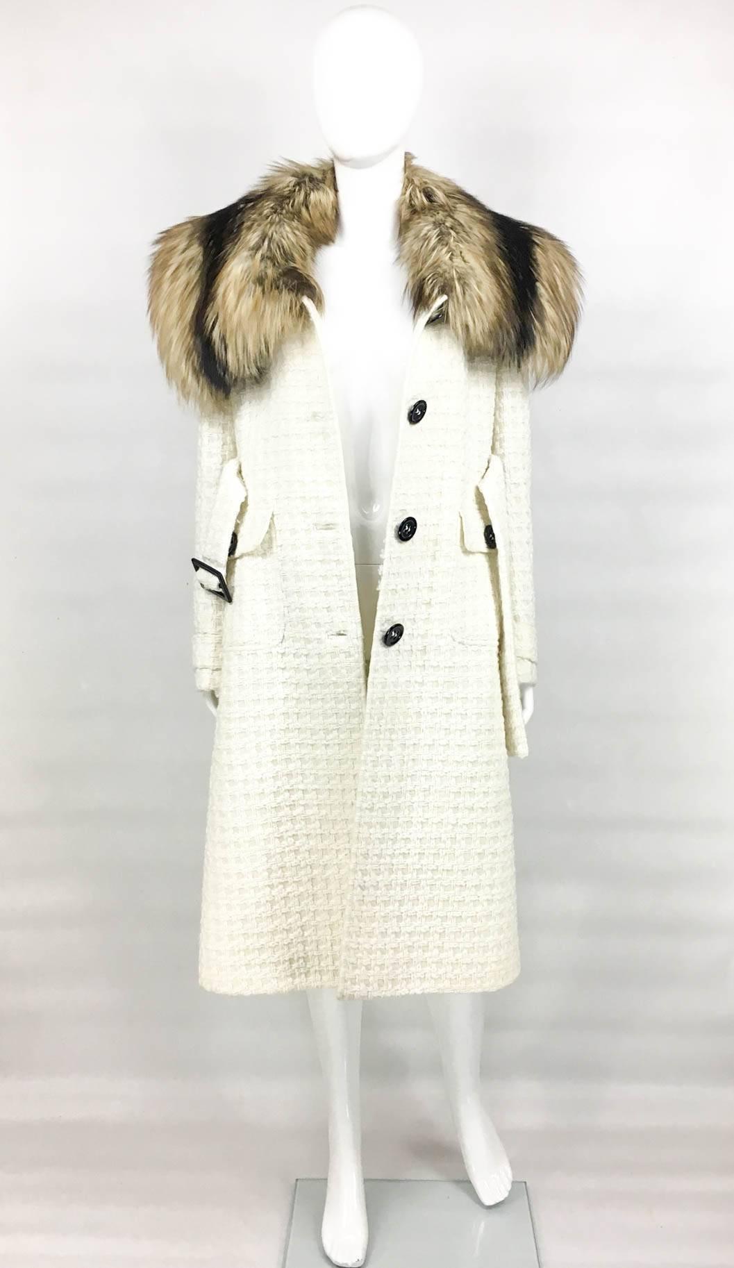 white coat with fur collar
