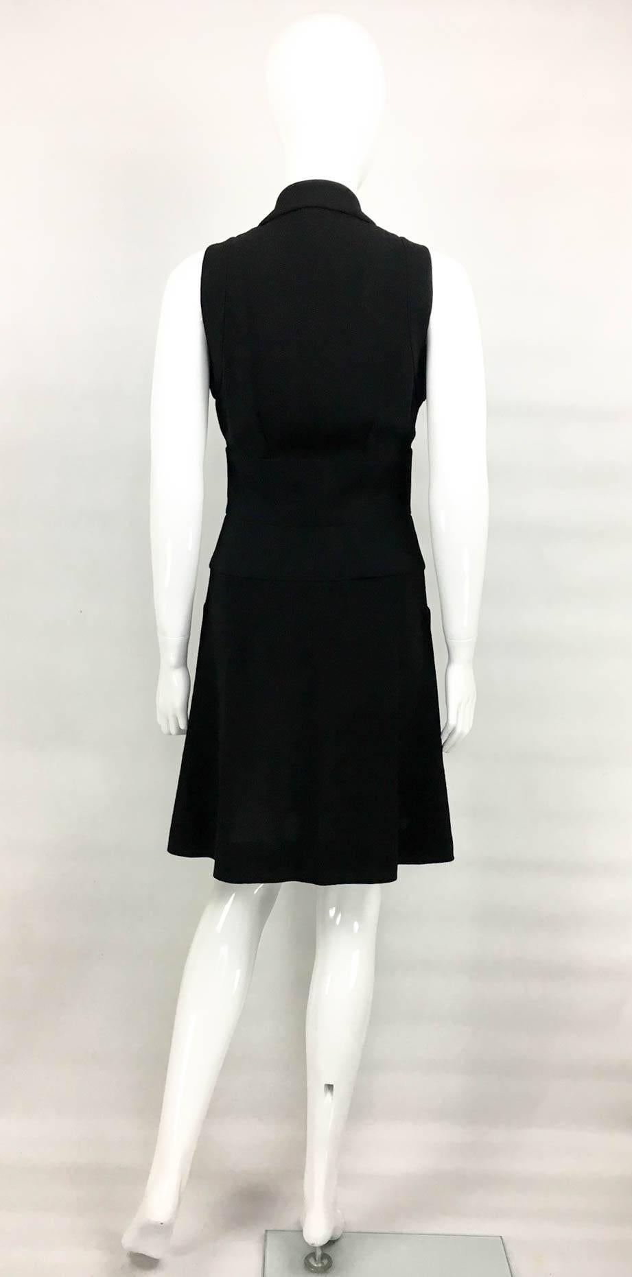 Chanel Black Waistcoat-Style Wool Dress With Logo Buttons - 1990s 4