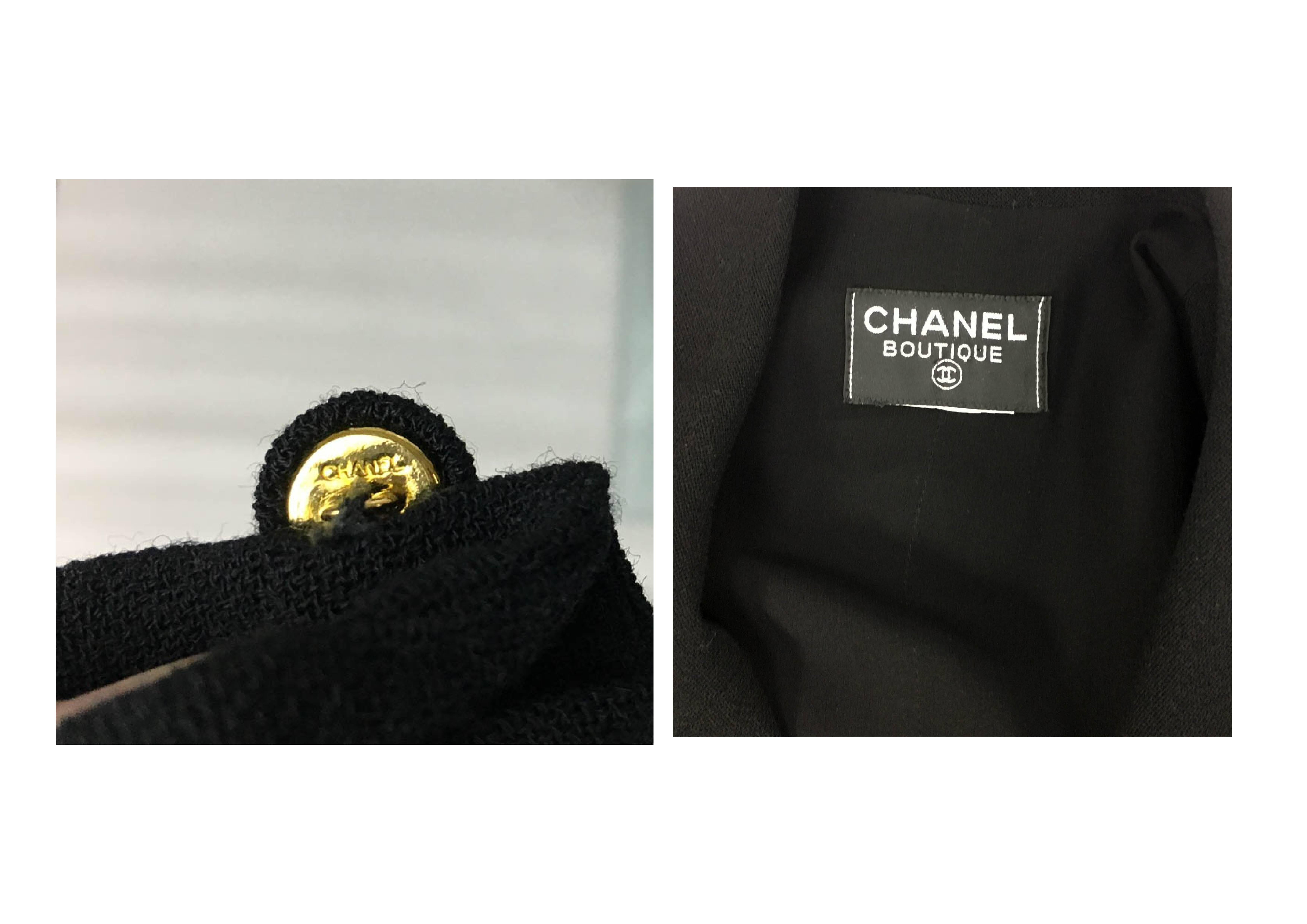 Chanel Black Waistcoat-Style Wool Dress With Logo Buttons - 1990s 6