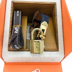 Hermes Gold-Plated Kelly Watch With Midnight Blue Crocodile Leather Strap - 1988